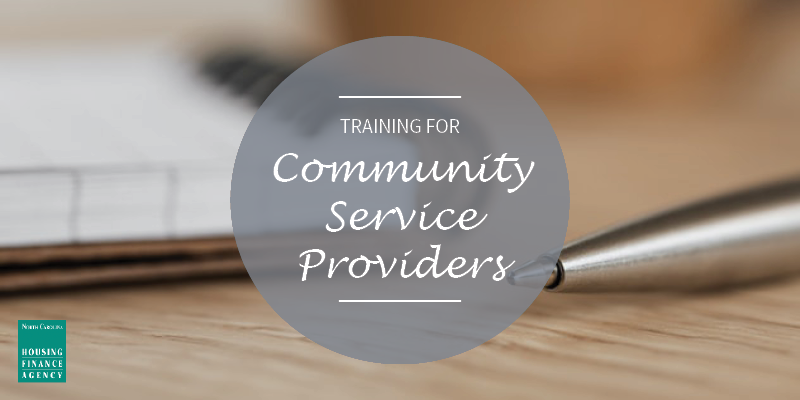 graphic that says training for community service providers