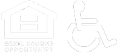 the equal housing opportunity logo and an icon of an individual in a wheelchair