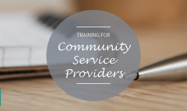 Graphic that says training for community service providers