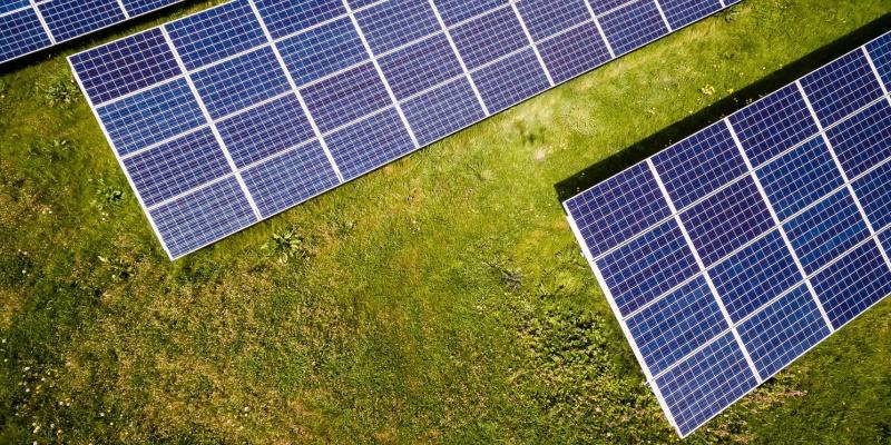 Energy panels against grass background