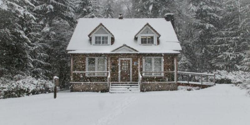 A house covered in snow